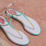 Diana Burano Thongs with Crystals and Rubber Sole