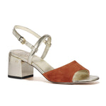 Ginger Two Tone Mid Heel Suede Sandals