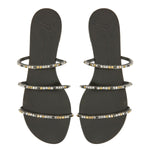 Dark Colour Crystal Embellished Flat Slides