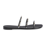 Dark Colour Crystal Embellished Flat Slides