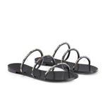 Dark Colour Crystal Embellished Flat Slides