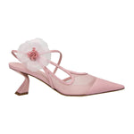 Flower Embellished Mesh Slingback Pump