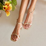Nudist Curve Crystal Deco Flat Sandal