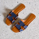 Natural Calf Leather Slides
