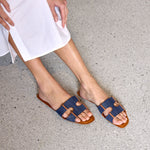 Natural Calf Leather Slides