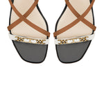 Logo Plaque Leather Strap Sandals