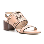 Perforated Logo Mid Heel Sandals