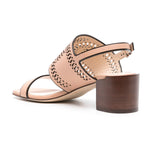 Perforated Logo Mid Heel Sandals