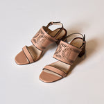 Perforated Logo Mid Heel Sandals