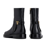 Timeless T Logo Plaque Ankle Boots
