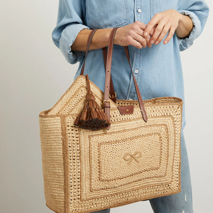 East West Bow Tote in Natural Raffia