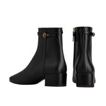 Button Detail Leather Ankle Boot