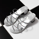 Dark Colourful 40mm Block Heel Slides