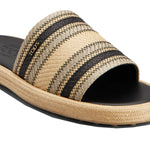 Raffia Striped Slides