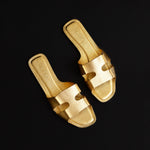 Natural Calf Leather Slides