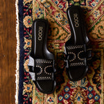 Studded Natural Calf Leather Slides