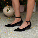 Pointed Toe Velvet Patent Pump