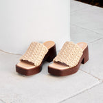 Platform Woven Mules with Heel