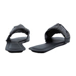 Swarovski Satin and Leather Slides