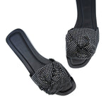 Swarovski Satin and Leather Slides