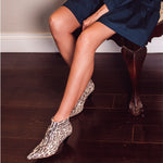Cone Heel Snake Ankle Boots