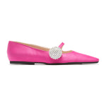 Square Toe Embellished Satin Flat