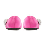 Square Toe Embellished Satin Flat