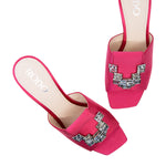Calia 55 Embellished Silk Mid Heel Slide