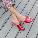 Calia 55 Embellished Silk Mid Heel Slide