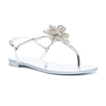 Flower Embellished Crystal Thong