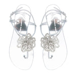 Flower Embellished Crystal Thong