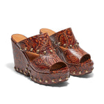 Dael Printed Leather Platform Mules
