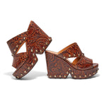 Dael Printed Leather Platform Mules