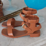 Danny Flat Leather Strappy Sandals