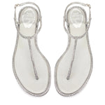Diana R Swarovski Embellished T-Bar Flat Sandals