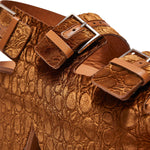 Elvat Velvet Embossed Flatform Sandals