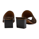 Leo Graphic Leather Mid Heel Slides