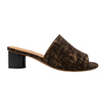 Leo Graphic Leather Mid Heel Slides