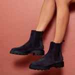 Pull On Lug Sole Suede Boots