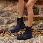 Pull On Lug Sole Suede Boots