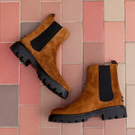 Pull On Lug Sole Suede Boots