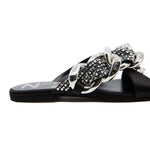 Crystal Chain Satin Flat Slides