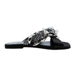 Crystal Chain Satin Flat Slides