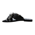 Crystal Chain Satin Flat Slides