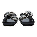 Crystal Chain Satin Flat Slides