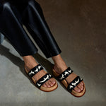 Striker Embossed Leather and Cork Slides