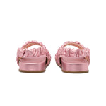 Ruched Flat Leather Sandals