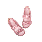 Ruched Flat Leather Sandals