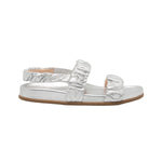 Ruched Flat Leather Sandals