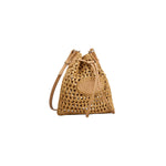 Mini Bucket Bag in Raffia and Leather